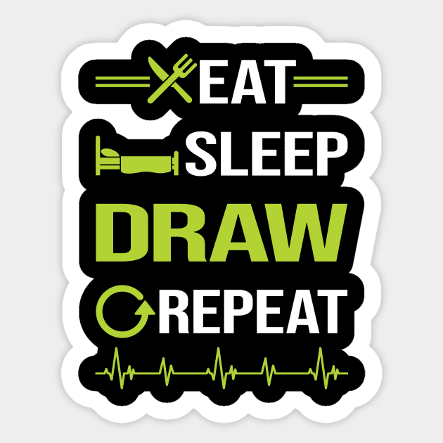 Funny Eat Sleep Repeat Drawing Sticker by Happy Life